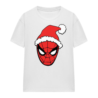 White - Front - Spider-Man Womens-Ladies Santa Hat T-Shirt