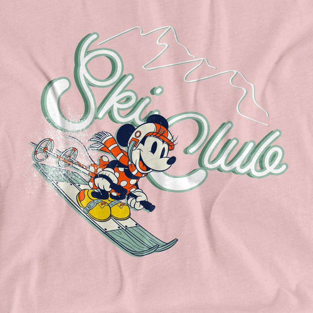 Pink - Side - Disney Womens-Ladies Ski Club Minnie Mouse T-Shirt