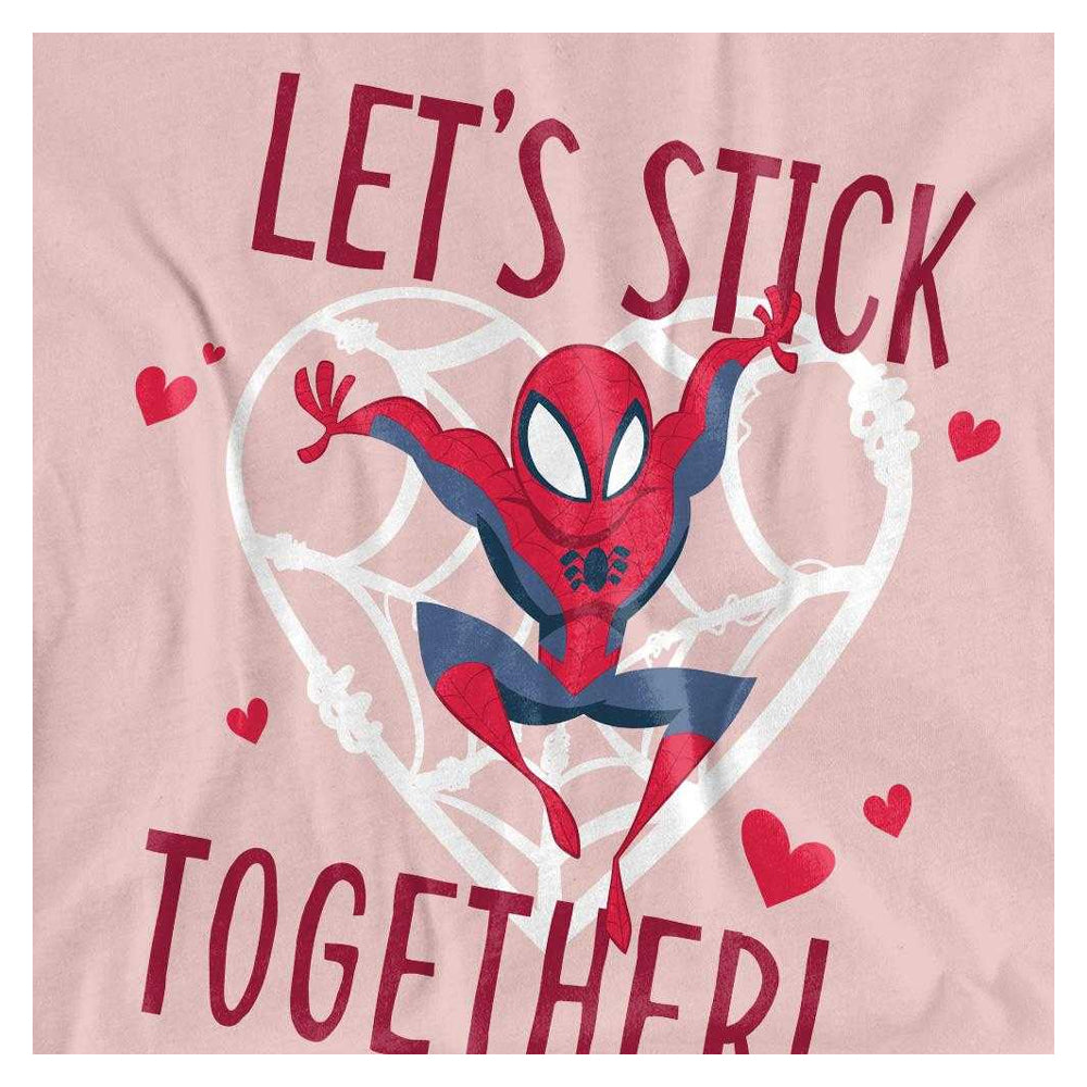 Pink - Side - Spider-Man Womens-Ladies Let´s Stick Together Valentine`s Day T-Shirt
