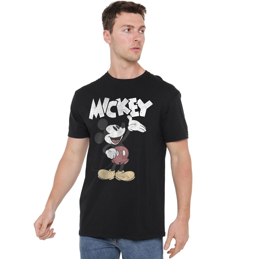 Black - Side - Mickey Mouse & Friends Mens Washout T-Shirt