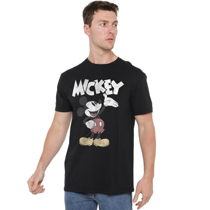Black - Side - Mickey Mouse & Friends Mens Washout T-Shirt