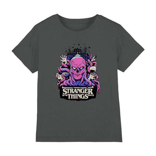 Charcoal - Front - Stranger Things Childrens-Kids Creel House T-Shirt