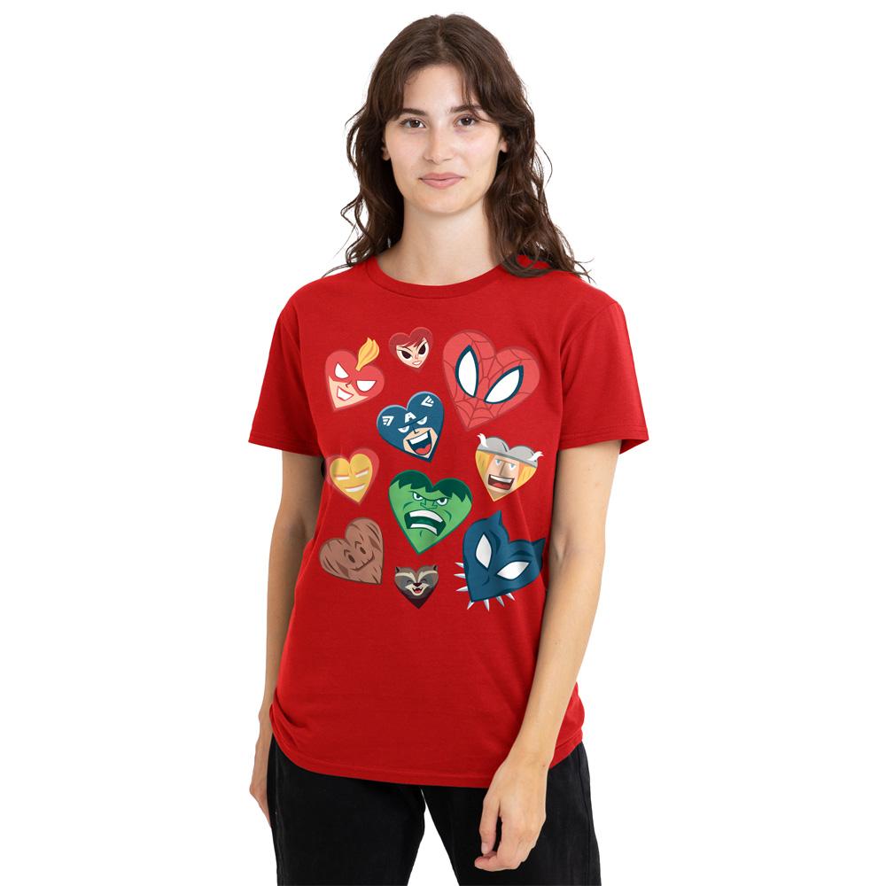 Red - Lifestyle - Marvel Womens-Ladies Hearts Valentine`s Day T-Shirt