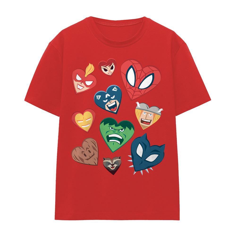 Red - Front - Marvel Womens-Ladies Hearts Valentine`s Day T-Shirt