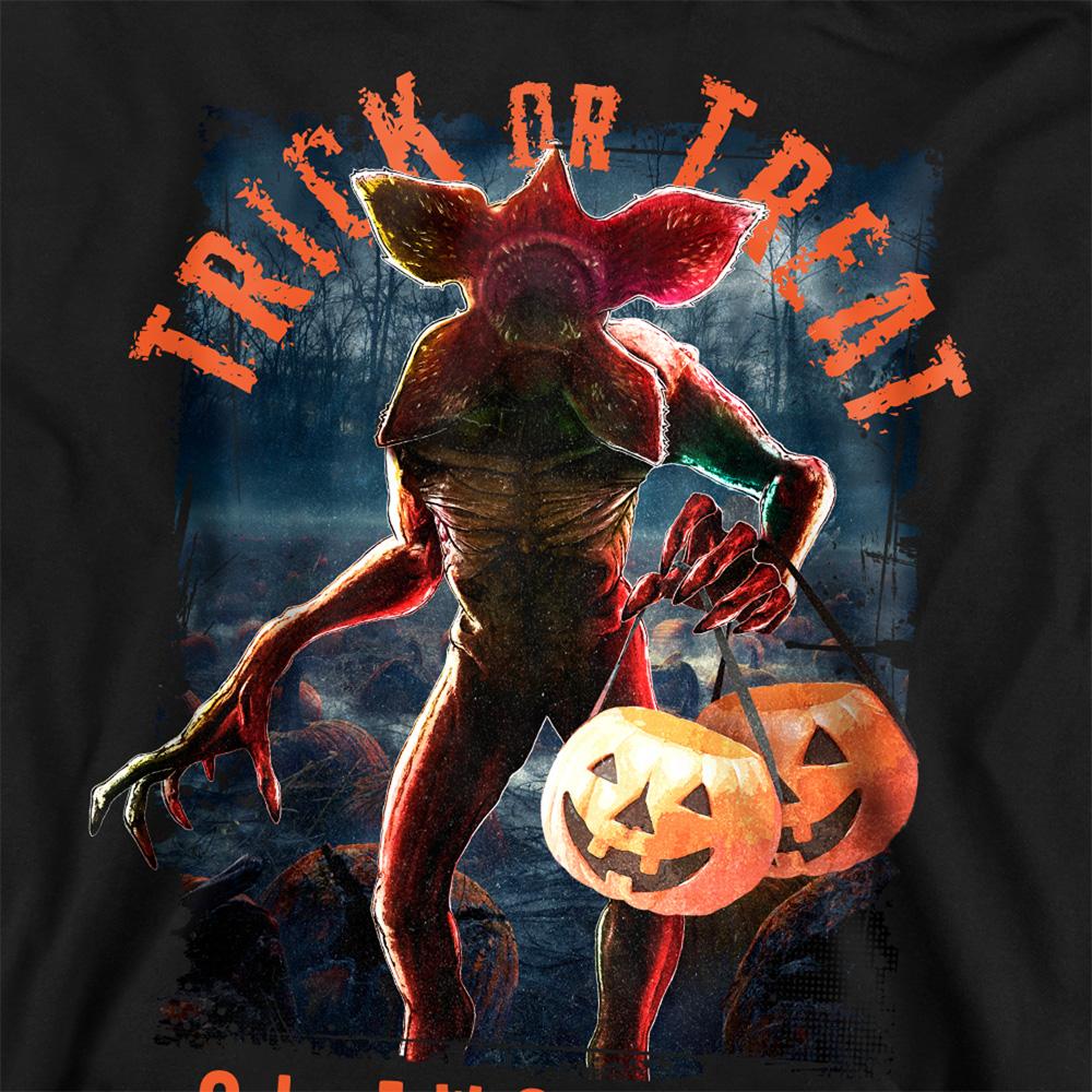 Black - Side - Stranger Things Unisex Adult Trick Or Treat Demogorgon Sweatshirt