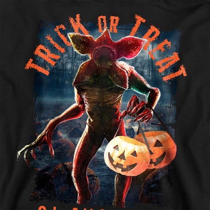 Black - Side - Stranger Things Unisex Adult Trick Or Treat Demogorgon Sweatshirt