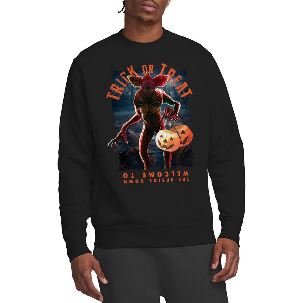 Black - Lifestyle - Stranger Things Unisex Adult Trick Or Treat Demogorgon Sweatshirt