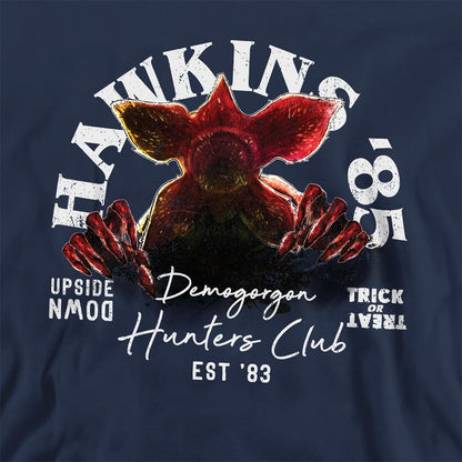Navy - Side - Stranger Things Unisex Adult Hawkins´85 Demogorgon Hunters Sweatshirt
