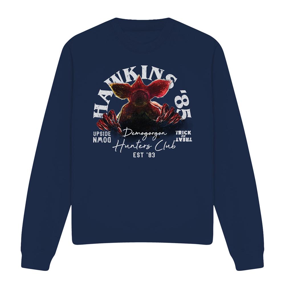 Navy - Front - Stranger Things Unisex Adult Hawkins´85 Demogorgon Hunters Sweatshirt