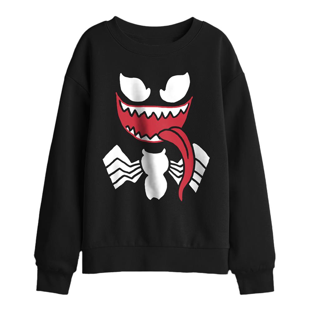 Black - Front - Venom Childrens-Kids Face Sweatshirt