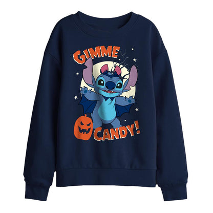 Navy - Front - Lilo & Stitch Childrens-Kids Gimme Candy Sweatshirt