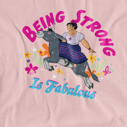 Pink - Side - Encanto Womens-Ladies Being Strong Is Fabulous Luisa T-Shirt
