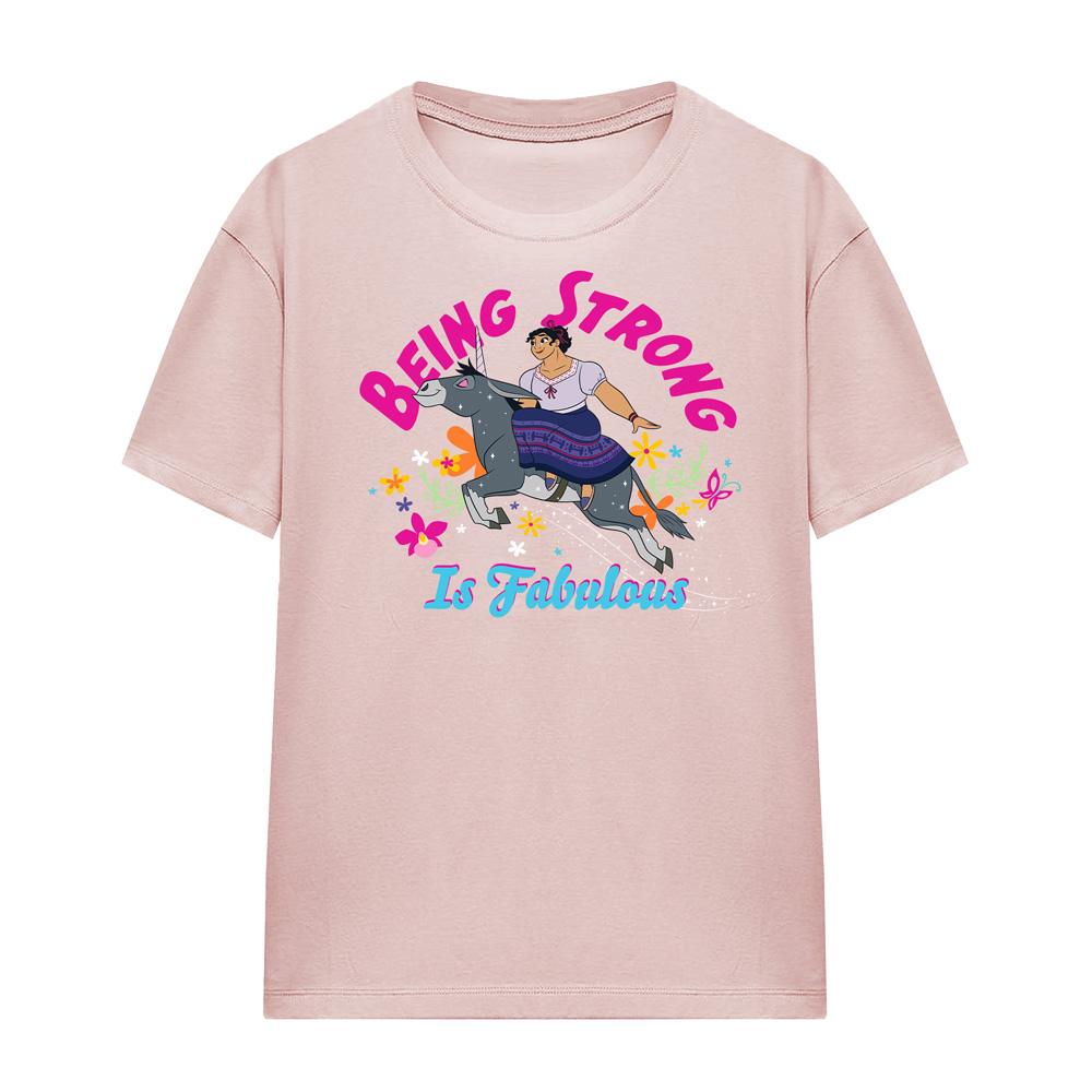 Pink - Front - Encanto Womens-Ladies Being Strong Is Fabulous Luisa T-Shirt