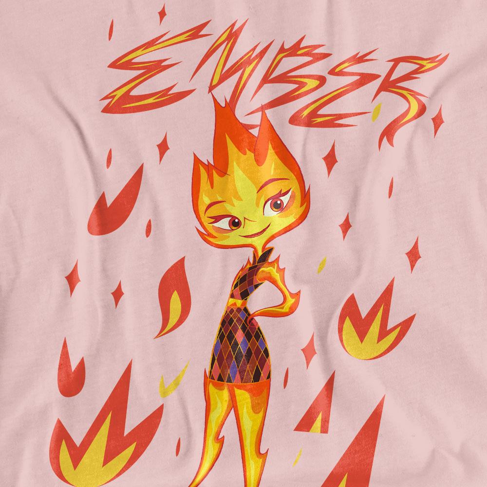 Pink - Side - Elemental Womens-Ladies Ember Fire T-Shirt