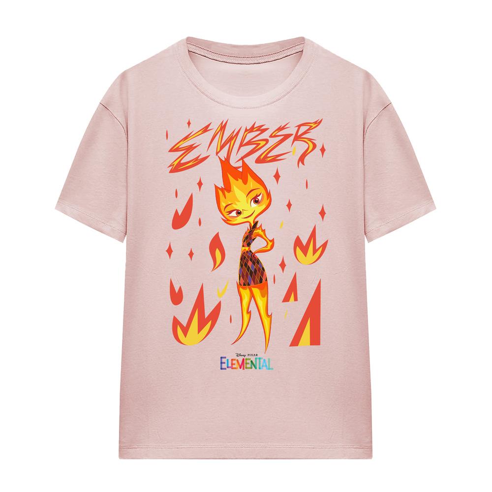 Pink - Front - Elemental Womens-Ladies Ember Fire T-Shirt