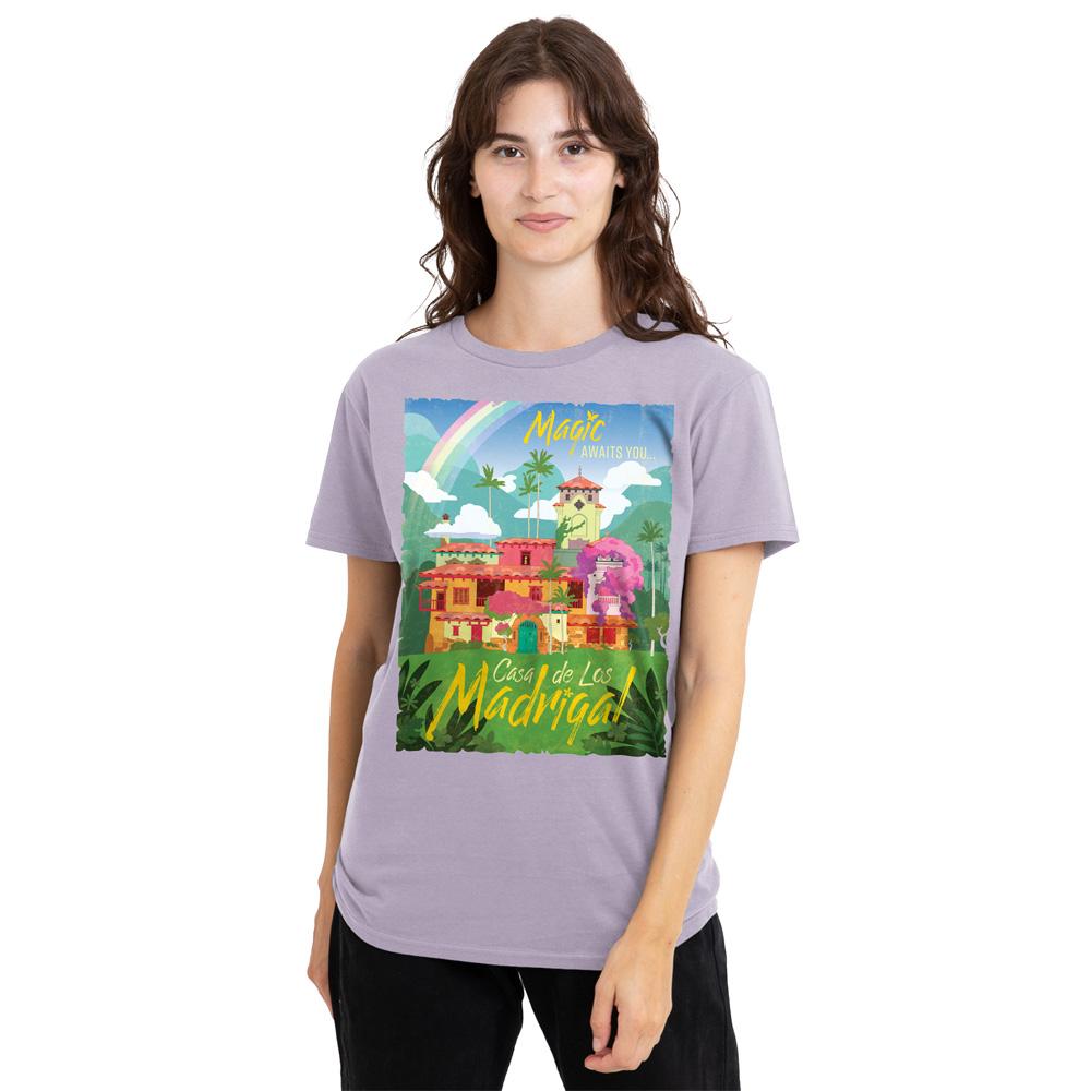 Lavender - Lifestyle - Encanto Womens-Ladies Magic Awaits You...Casa De Los Madrigal Poster T-Shirt