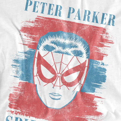 White - Side - Spider-Man Womens-Ladies Peter Parker Stripe T-Shirt