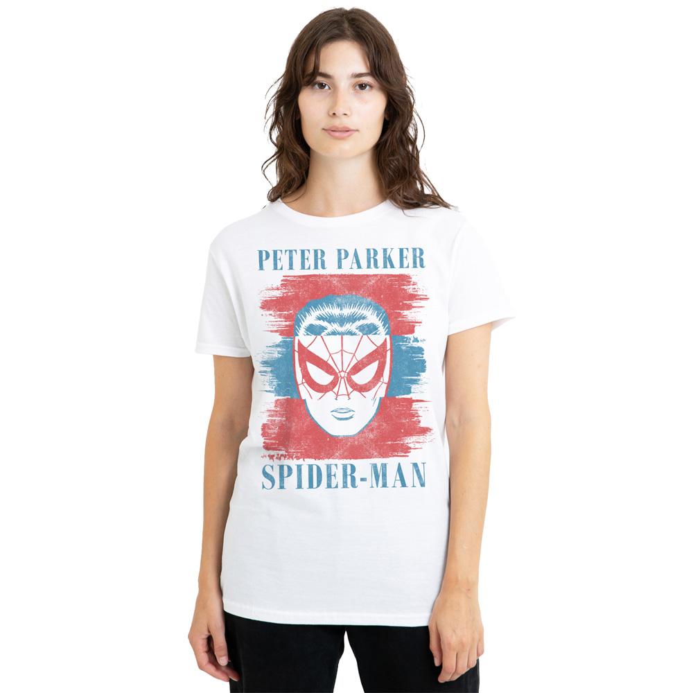 White - Lifestyle - Spider-Man Womens-Ladies Peter Parker Stripe T-Shirt