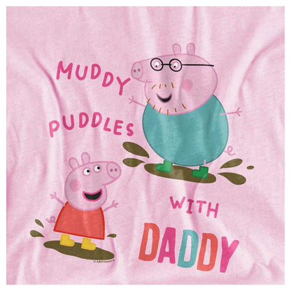 Light Pink - Side - Peppa Pig Girls Muddy Puddles With Daddy Cotton T-Shirt