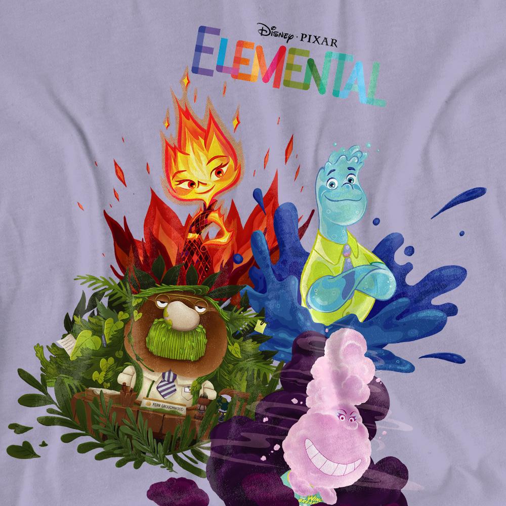 Lavender - Side - Elemental Womens-Ladies Group Scene Cotton T-Shirt