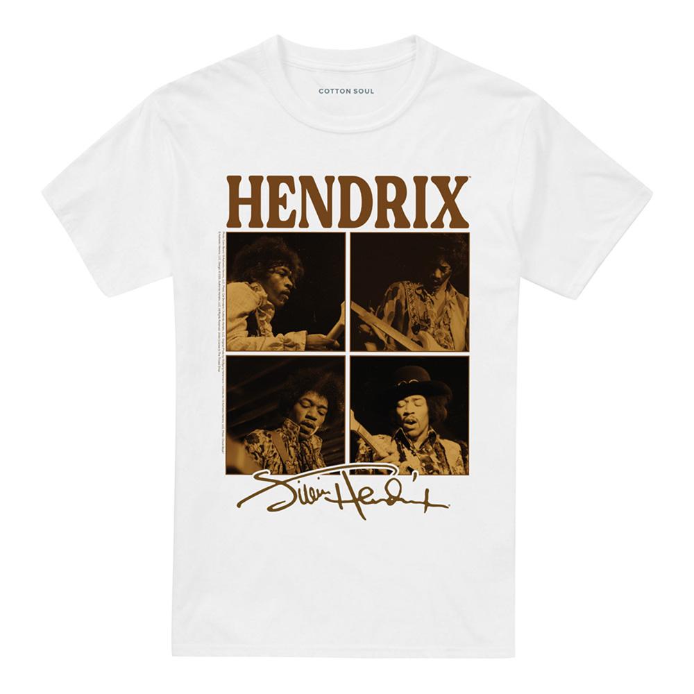 White - Front - Jimi Hendrix Unisex Adult Multi-Images Cotton T-Shirt