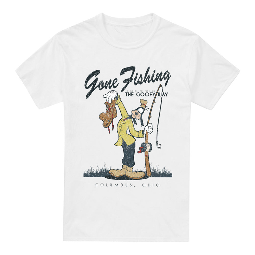 White - Front - Mickey Mouse & Friends Mens Goofy Gone Fishing T-Shirt