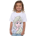 White - Side - Frozen Girls Elsa Graphic Print Oversized T-Shirt