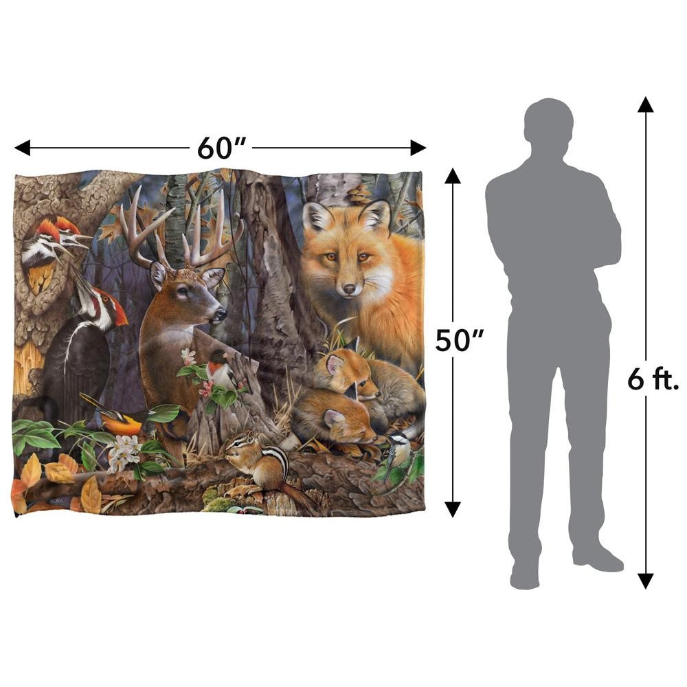 Multicoloured-Multicoloured - Pack Shot - JQ Licensing Jg-Jp Silky Forest Animals Supersoft Blanket