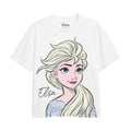 White - Front - Frozen Girls Elsa Graphic Print Oversized T-Shirt