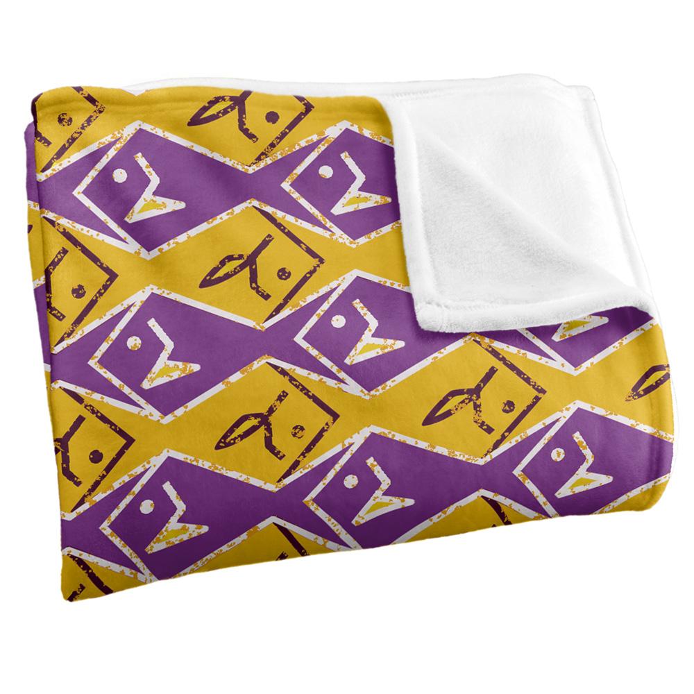 Yellow-Purple - Side - JQ Licensing Silky Patterned Fishing Supersoft Blanket