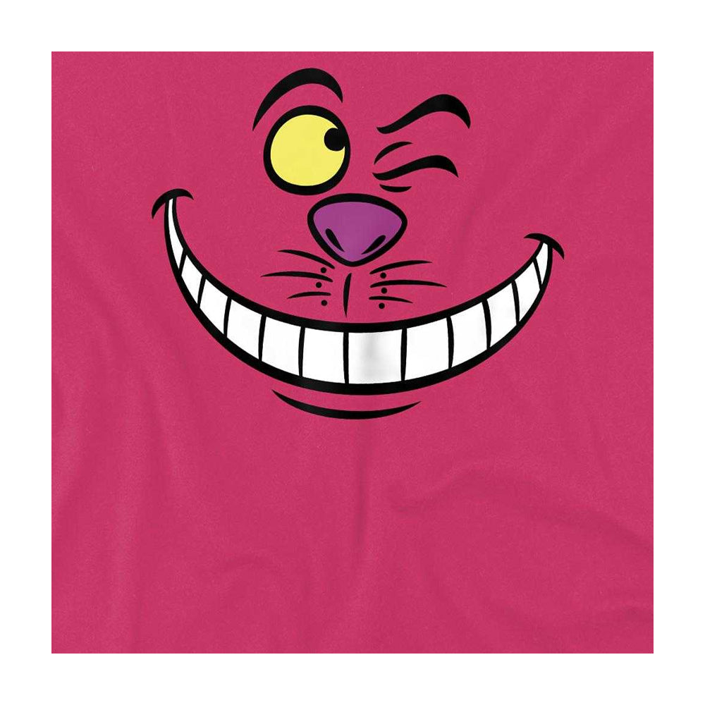 Hot Pink - Side - Alice In Wonderland Childrens-Kids Cheshire Cat Face T-Shirt