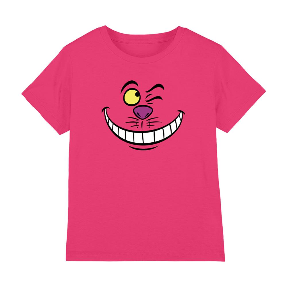 Hot Pink - Front - Alice In Wonderland Childrens-Kids Cheshire Cat Face T-Shirt