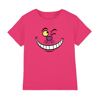 Hot Pink - Front - Alice In Wonderland Childrens-Kids Cheshire Cat Face T-Shirt