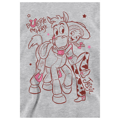 Athletic Heather - Side - Toy Story 2 Childrens-Kids Jessie & Bullseye Outline Heather Pullover Hoodie