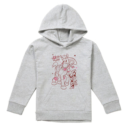 Athletic Heather - Front - Toy Story 2 Childrens-Kids Jessie & Bullseye Outline Heather Pullover Hoodie