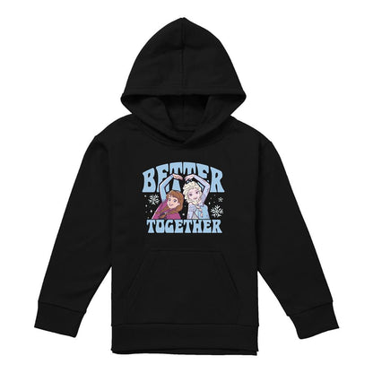 Athletic Heather-Athletic Heather - Front - Frozen Childrens-Kids Better Together Elsa & Anna Heather Pullover Hoodie
