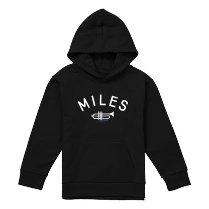 Black - Front - Miles Davis Childrens-Kids Trumpet Pullover Hoodie