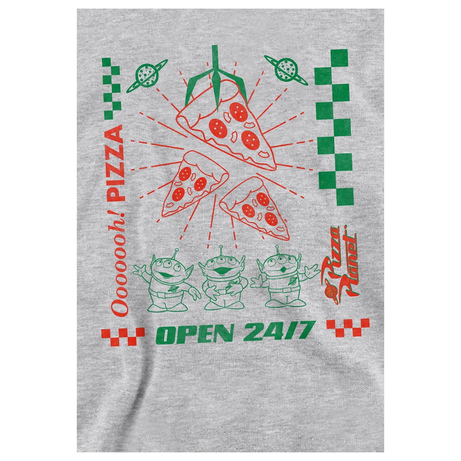 Athletic Heather - Side - Toy Story Childrens-Kids Pizza Planet Aliens Heather Pullover Hoodie