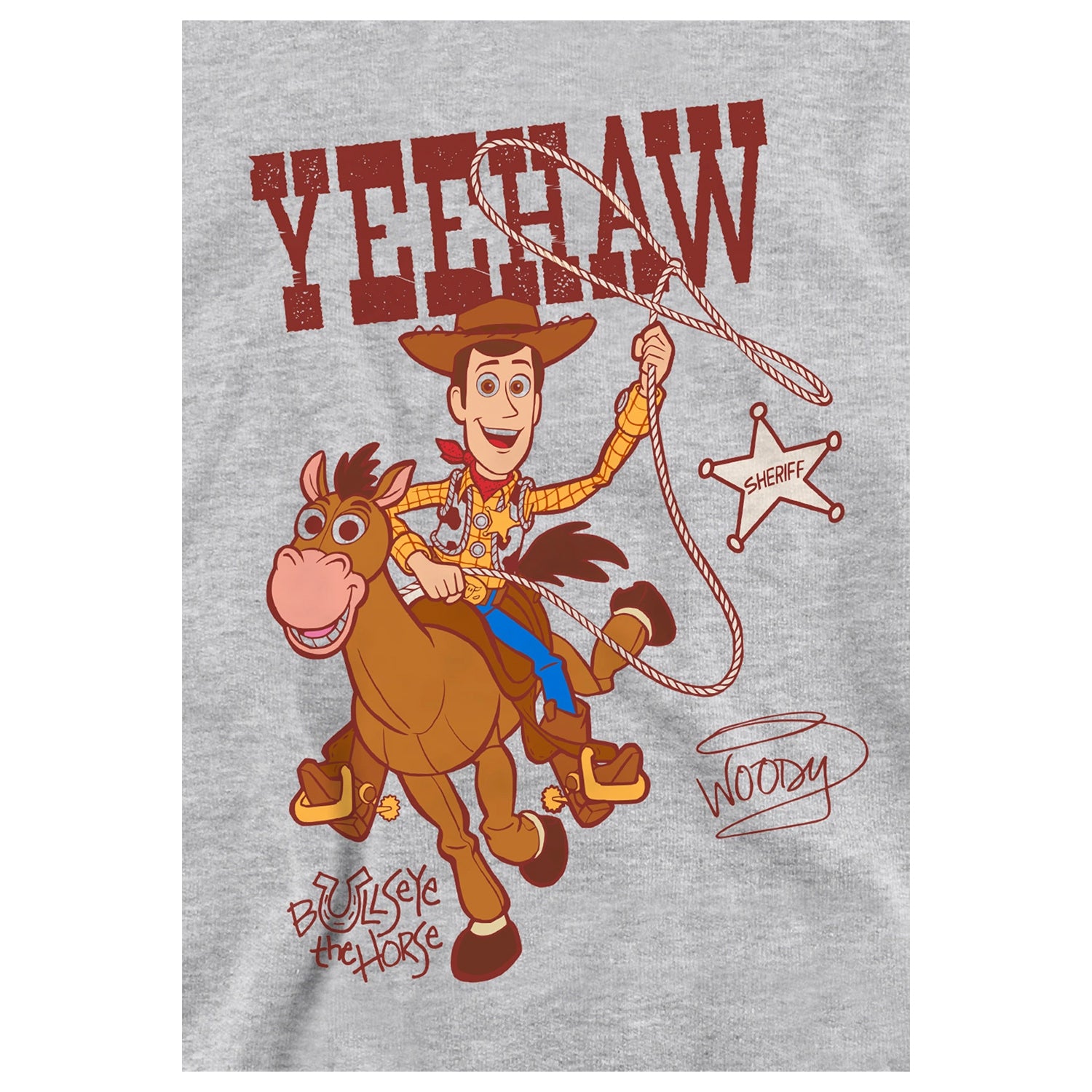 Athletic Heather - Side - Toy Story Childrens-Kids Yeehaw Woody and Bullseye Heather Pullover Hoodie