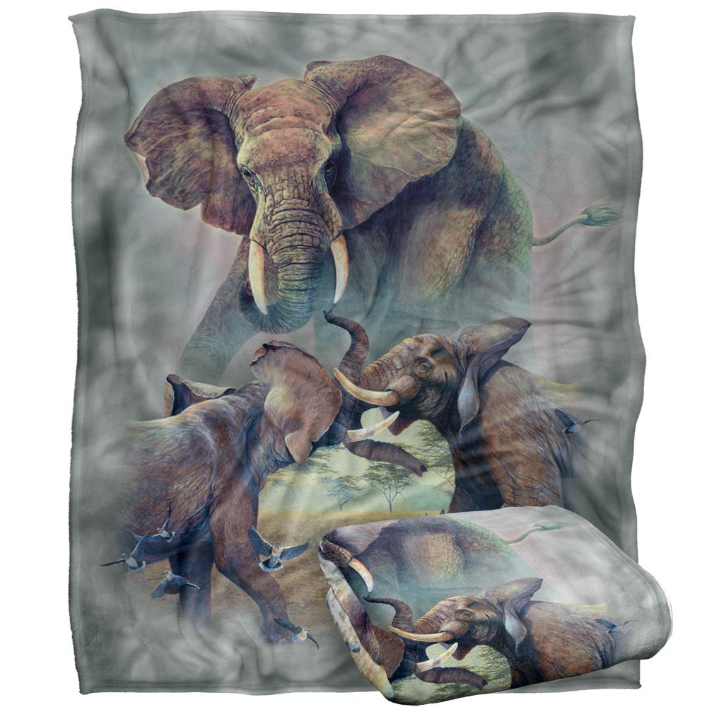 Multicoloured - Back - JQ Licensing Silky Fighting Elephants Supersoft Blanket