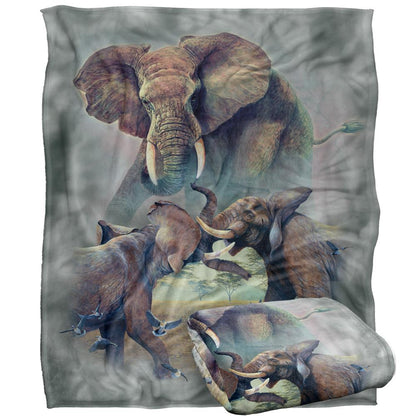 Multicoloured - Back - JQ Licensing Silky Fighting Elephants Supersoft Blanket