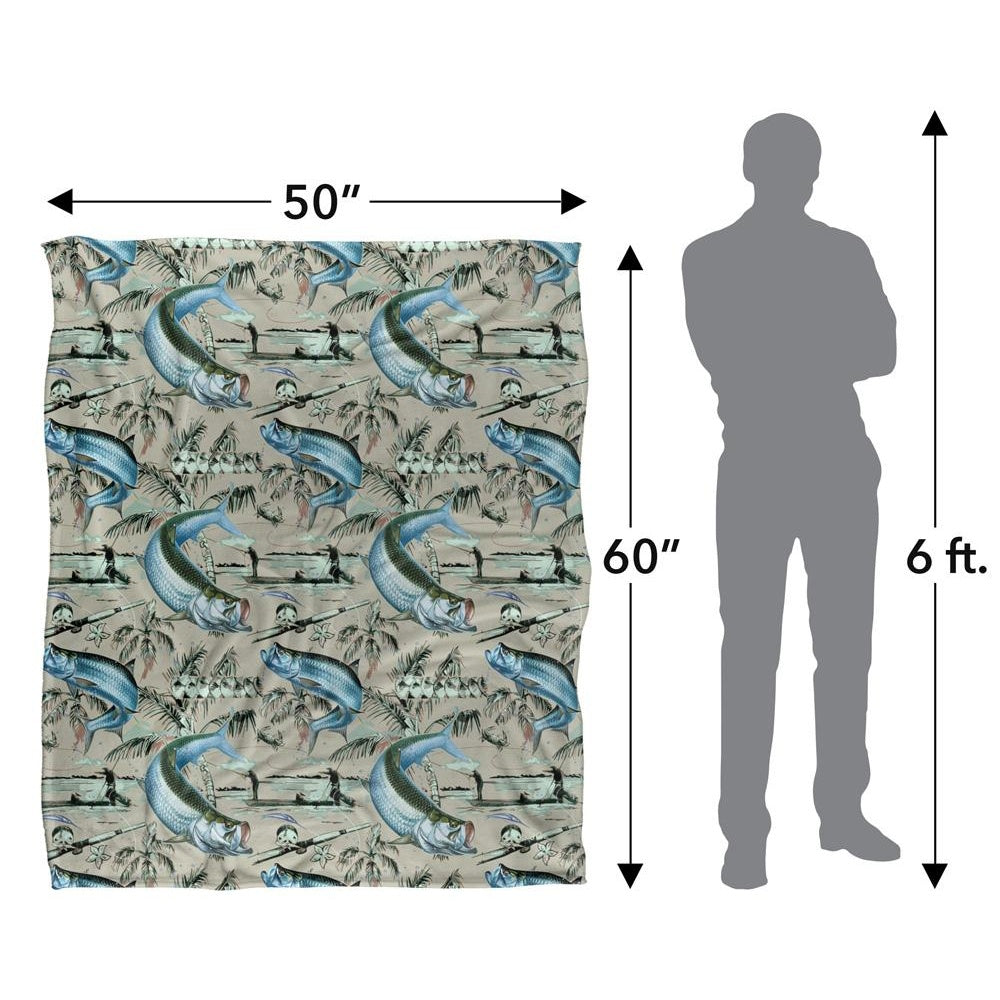 Grey - Pack Shot - JQ Licensing Jl-Jp-Jq Silky Tiki Flower Fishing Supersoft Blanket