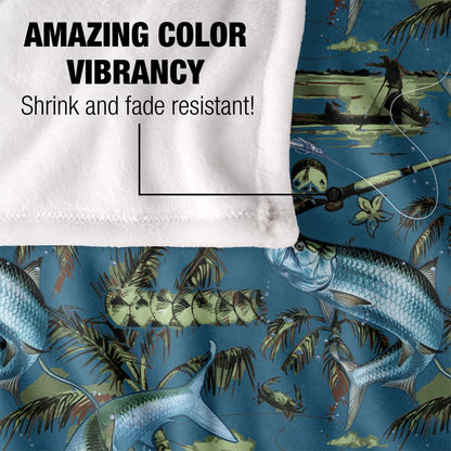 Blue - Lifestyle - JQ Licensing Jl-Jp-Jq Silky Tiki Flower Fishing Supersoft Blanket