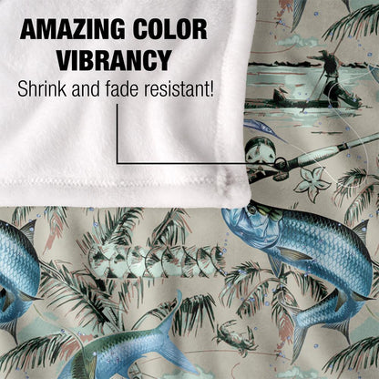 Grey - Lifestyle - JQ Licensing Jl-Jp-Jq Silky Tiki Flower Fishing Supersoft Blanket