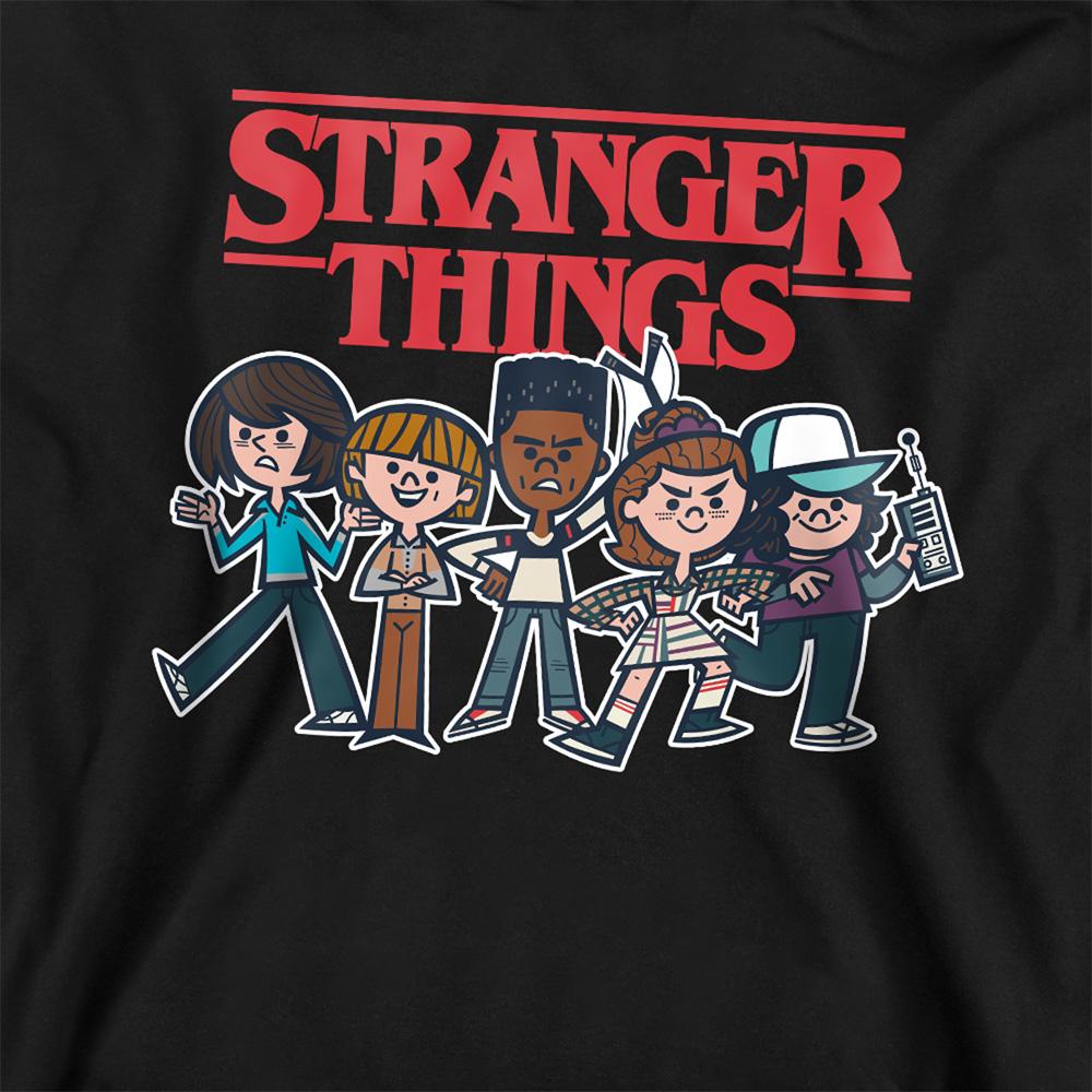 Navy - Front - Stranger Things Childrens-Kids Cartoon Group Hoodie