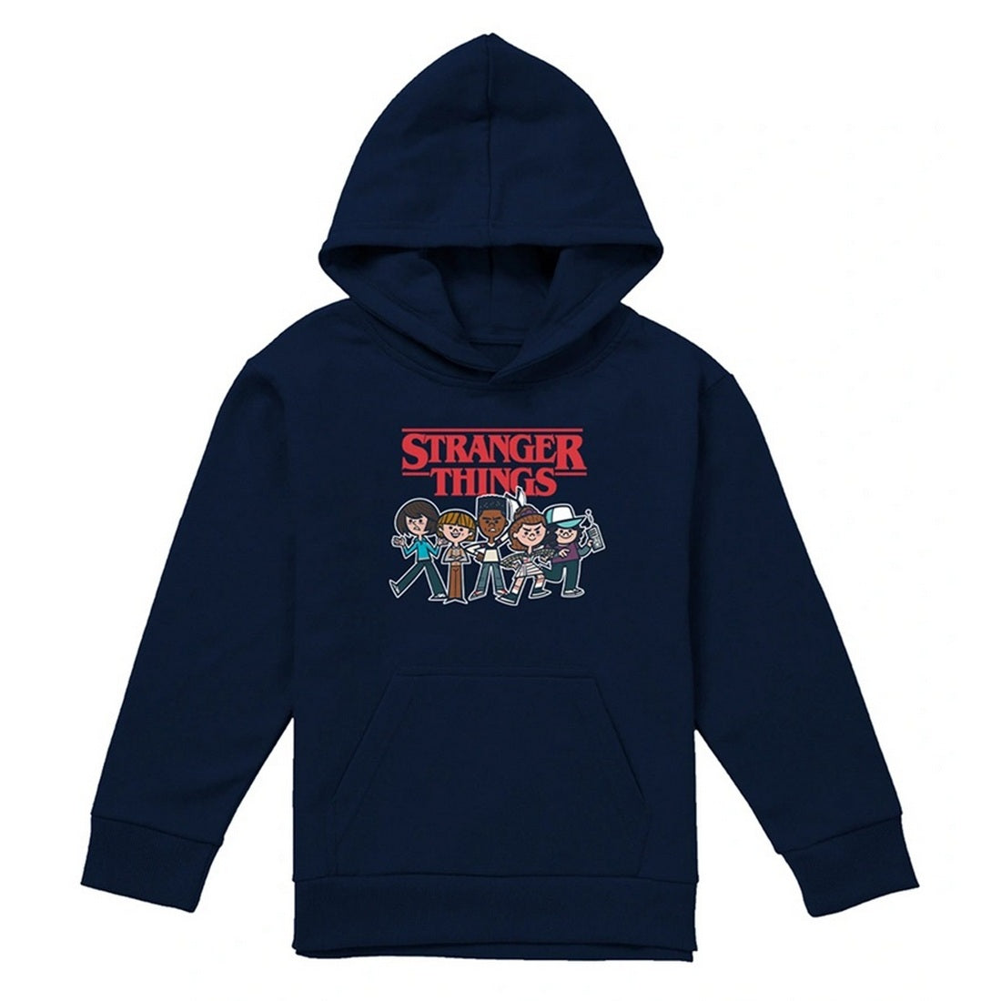 Navy - Back - Stranger Things Childrens-Kids Cartoon Group Hoodie