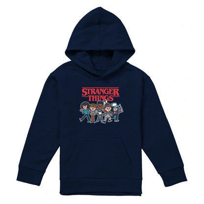 Navy - Back - Stranger Things Childrens-Kids Cartoon Group Hoodie