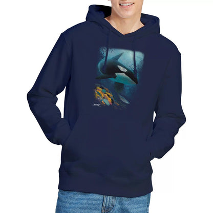 Navy - Lifestyle - Wildlife Unisex Adult Salmon Hunter Orca Pullover Hoodie