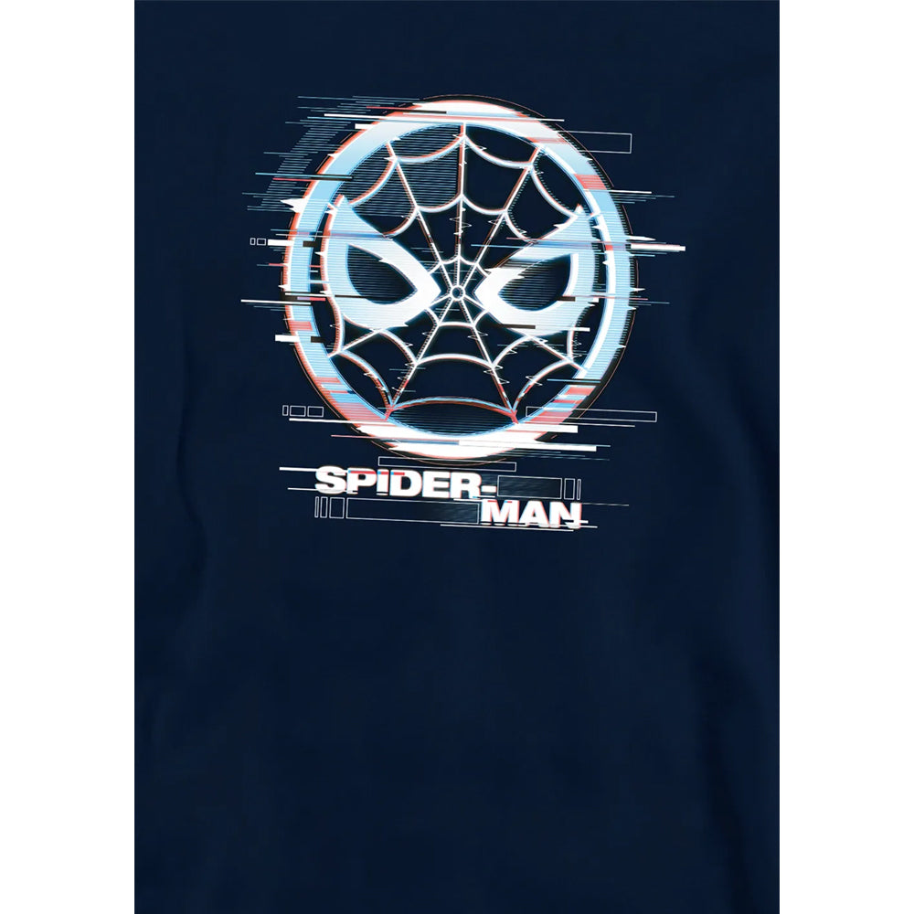 Navy - Side - Spider-Man Childrens-Kids Peter Parker Glitch Hoodie