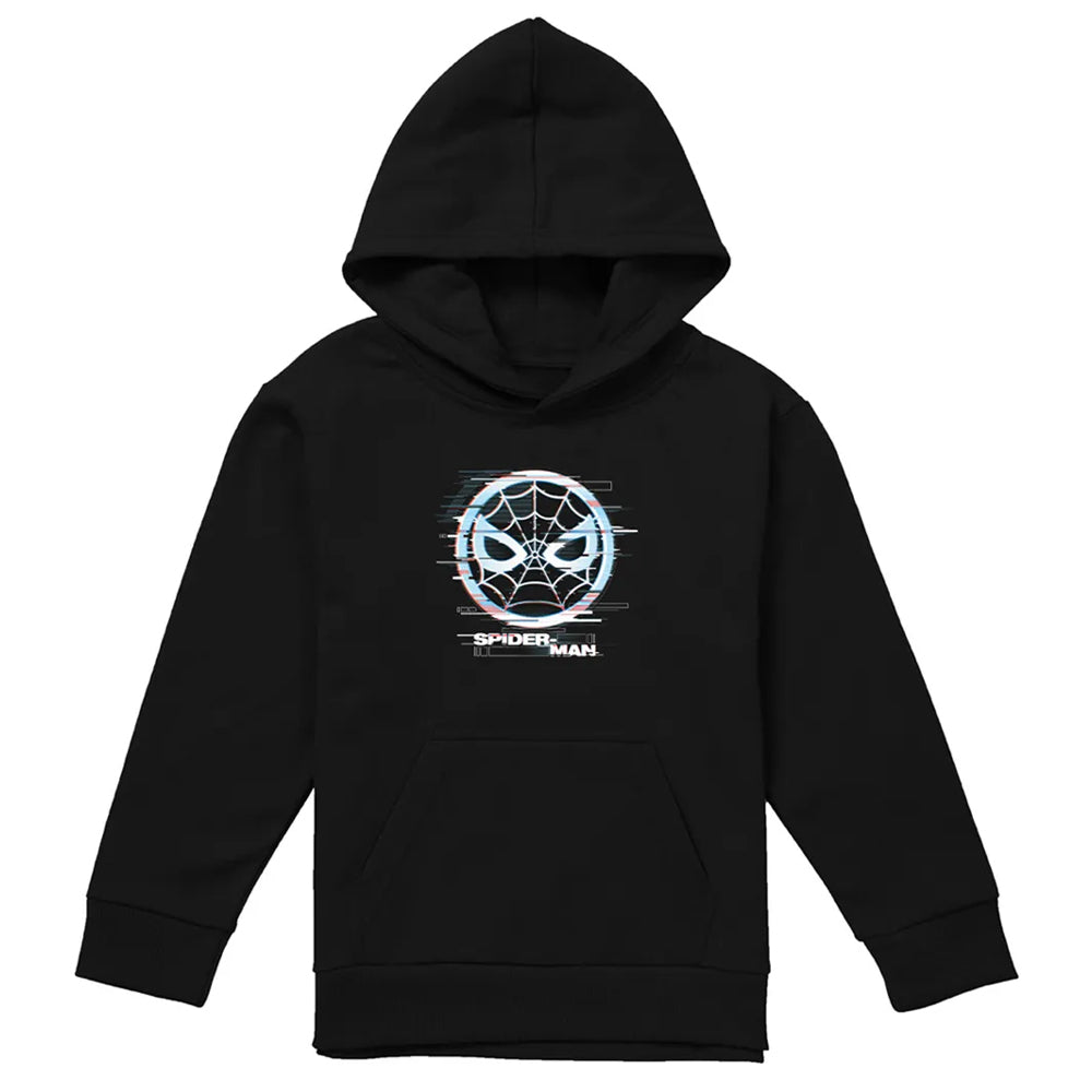 Black - Front - Spider-Man Childrens-Kids Peter Parker Glitch Hoodie